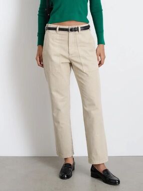 ALEX MILL Women’s Neil Paint in Herringbone, Putty, khaki straight leg